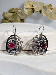 Серебряные серьги Yaffo с гранатами и золотом